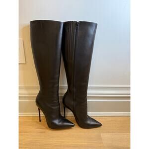 AUTHENTIC Christian Louboutin - Leather Pointed Toe Knee Boot - EU 37.5